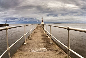 Images Dated 9th October 2011: Lighthouse At The End Of A Pier; Amble, Northumberland, England