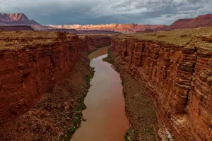Looking down on Lees Ferry, the beginning of the Grand Canyon, Arizona, USA Looking down on Lees Ferry, the beginning of the Grand Canyon, Arizona, USA