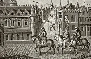 Middle Gallery: Louis Ix King Of France 1214 To 1270 Has Pot Of Urine Poured On Him By A Student As He Rides To