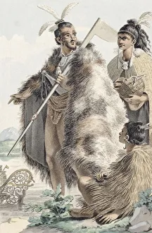 Maoris of New Zealand. After an early 19th century print Maoris of New Zealand. After an early 19th century print