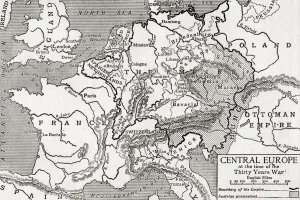 Mapmaking Gallery: Map of central Europe at the time of the Thirty Years War. From Britain and Her Neighbours