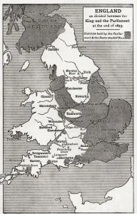 Mapmaking Gallery: Map of England as divided between the king and the parliament at the end of 1643
