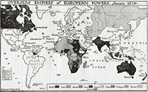 Mapmaking Gallery: Map showing Overseas Empires of European Powers, January 1914