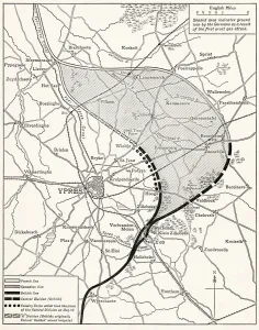 Map Showing The Ypres Salient Before And After The Second Battle Of Ypres April And May Map Showing The Ypres Salient Before And After The Second Battle Of Ypres April And May