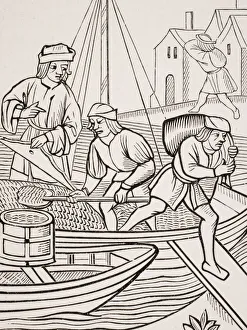 Measuring Salt. 19Th Century Reproduction Of Woodcut In Ordonnances De La Prevoste Des Marchands De Paris Dated 1500 Measuring Salt. 19Th Century Reproduction Of Woodcut In Ordonnances De La Prevoste Des Marchands De Paris Dated 1500