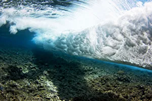 Micronesia, Yap, Underwater View Of Surf Crashing On The Reef Micronesia, Yap, Underwater View Of Surf Crashing On The Reef