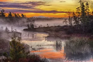 Morning Mists Rises Off Rocky Lake; Bedford, Nova Scotia, Canada Morning Mists Rises Off Rocky Lake; Bedford, Nova Scotia, Canada