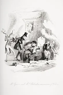 Mr. Squeers And Mrs. Sliderskew Unconcious Of Visitors.Illustration From The Charles Dickens Novel Nicholas Nickleby By Mr. Squeers And Mrs. Sliderskew Unconcious Of Visitors.Illustration From The Charles Dickens Novel Nicholas Nickleby By