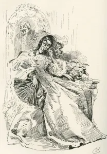 Mrs. Skewton. Illustration By Harry Furniss For The Charles Dickens Novel Dombey And Son, From The Testimonial Edition Mrs. Skewton. Illustration By Harry Furniss For The Charles Dickens Novel Dombey And Son, From The Testimonial Edition