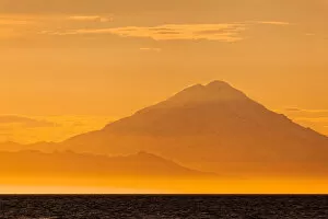 Mt. Redoubt at Sunset, Ninilchik, Kenai Peninsula, Alaska, USA