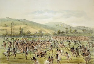 Native Americans playing a ball game similar to lacrosse, near Fort Gibson, Oklahoma Native Americans playing a ball game similar to lacrosse, near Fort Gibson, Oklahoma