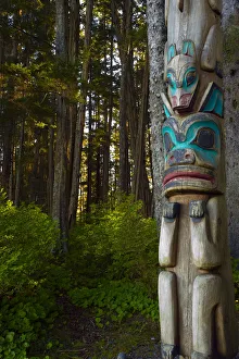Native Totem Pole In Sitka National Historical Park, Alaska Native Totem Pole In Sitka National Historical Park, Alaska