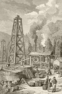An Oil Well In Nineteenth Century Pennsylvania, Usa. From The Book Chips From The Earth's Crust Published 1894 An Oil Well In Nineteenth Century Pennsylvania, Usa. From The Book Chips From The Earth's Crust Published 1894