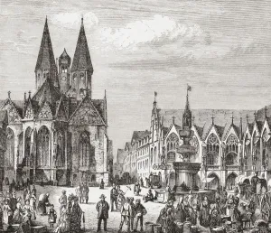 The Old Market, Braunschweig, Lower Saxony, Germany In The 19Th Century The Old Market, Braunschweig, Lower Saxony, Germany In The 19Th Century