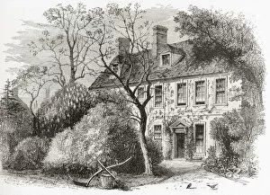 Olney Vicarage, Buckinghamshire, England, seen here in the 19th century. This was the parish of John Newton