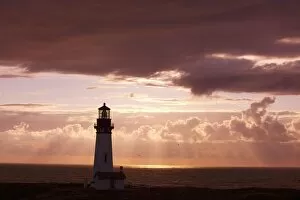 Images Dated 19th June 2008: Oregon, United States Of America; Sunset Over Yaquina Head Lighthouse On The Oregon Coast