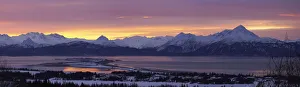 Panorama Of Homer & Homer Spit @ Sunrise W/Kenai Mountains Kenai Peninsula Alaska Winter Composite Panorama Of Homer & Homer Spit @ Sunrise W/Kenai Mountains Kenai Peninsula Alaska Winter Composite