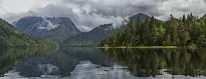 Images Dated 14th June 2014: Panoramic View Looking Into The Estuary Of The Khutzeymateen Grizzly Bear Sanctuary; British