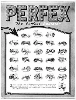 Images Dated 22nd March 2004: Perfex 'the Perfect Radiator'Advertisement With Historic Tractor Illustrations From Early 20th