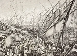 Port In The Boulaq District Of Cairo, Egypt In The 19Th Century. From El Mundo Ilustrado Port In The Boulaq District Of Cairo, Egypt In The 19Th Century. From El Mundo Ilustrado