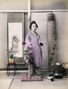 Portrait of a young Japanese woman, photographic print, albumen, hand coloured with watercolour Portrait of a young Japanese woman, photographic print, albumen, hand coloured with watercolour