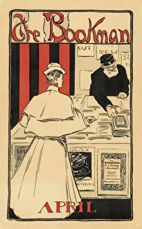 Dodd Gallery: Poster for the April, 1896 issue of The Bookman. Drawn by J.M. Flagg