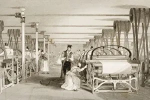Power Loom Weaving Drawn By T. Allom And Engraved By J. Tingle In The 1830S Power Loom Weaving Drawn By T. Allom And Engraved By J. Tingle In The 1830S