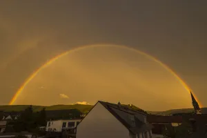 Rainbow in Summer, Grossheubach, Miltenberg District, Bavaria, Germany Rainbow in Summer, Grossheubach, Miltenberg District, Bavaria, Germany