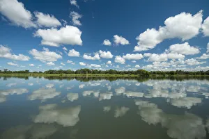 Reflections Across The Calm Waters Of The Shire River, Liwonde National Park; Malawi Reflections Across The Calm Waters Of The Shire River, Liwonde National Park; Malawi