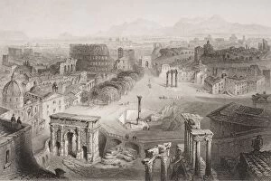 Images Dated 9th January 2006: The Roman Forum From The Capitoline Hill Engraved By A. Willmore