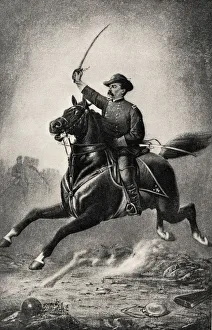 Romanticization Of American Civil War Cavalryman. From The Book The International Library Of Famous Literature Romanticization Of American Civil War Cavalryman. From The Book The International Library Of Famous Literature