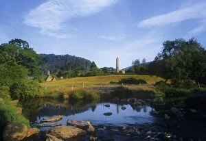 Images Dated 23rd March 2007: Round Tower In The Forest; Glendalough, County Wicklow, Republic Of Ireland