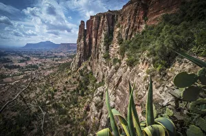 Rugged Cliffs And Plants On A Landscape; Tigray, Ethiopia Rugged Cliffs And Plants On A Landscape; Tigray, Ethiopia