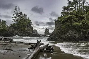 Barkley Sound Gallery: Rugged coastline of Bradys Beach in Bamfield on Vancouver Island; Bamfield, British Columbia, Canada