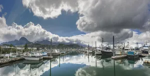 Scenic View Of The Cordova Small Boat Harbor, Prince William Sound, Southcentral Alaska Scenic View Of The Cordova Small Boat Harbor, Prince William Sound, Southcentral Alaska