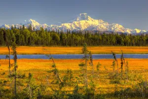 Scenic View Of Mt. Mckinley At Sunset As Seen From South Of The Denali National Park Southcentral Alaska Summer Scenic View Of Mt. Mckinley At Sunset As Seen From South Of The Denali National Park Southcentral Alaska Summer
