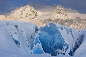 Scenic Winter View Of Mendenhall Glacier With Coast Mountains In The Background, Tongass National Forest Scenic Winter View Of Mendenhall Glacier With Coast Mountains In The Background, Tongass National Forest