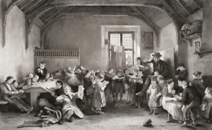 The School. From an engraving by John Burnet based on the work A Village School by Sir David Wilkie The School. From an engraving by John Burnet based on the work A Village School by Sir David Wilkie