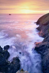 Sea and Cliffs at Sunset, Rumps Point, Cornwall, England Sea and Cliffs at Sunset, Rumps Point, Cornwall, England