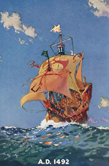 Sea navigation and exploration in 1492. From The Book of Ships, published c.1920 Sea navigation and exploration in 1492. From The Book of Ships, published c.1920