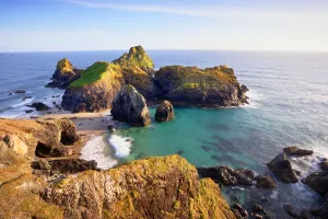 Sea Stacks and Tidal Island at Kynance Cove, Lizard Peninsula, Cornwall, England Sea Stacks and Tidal Island at Kynance Cove, Lizard Peninsula, Cornwall, England
