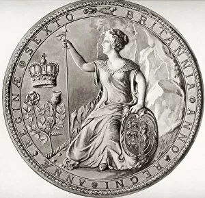 Queen Of Great Britain Gallery: Second Great Seal of Queen Anne, 1707, commemorating the union with Scotland
