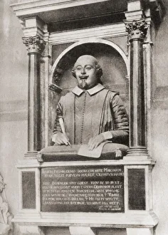 Shakespeare's Monument affixed to the north wall of the chancel of Stratford-on-Avon, England Shakespeare's Monument affixed to the north wall of the chancel of Stratford-on-Avon, England