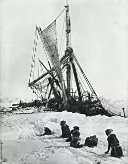 The ship Endurance crushed by ice in the Weddell Sea during Shackleton's Antarctic Expedition, 1914 - 1916. Sir Ernest Henry Shackleton, 1874 - 1922. English polar explorer. From British Polar Explorers, published 1943