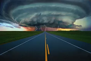 Images Dated 8th August 2002: Single Lane Road Leading To Storm Cloud