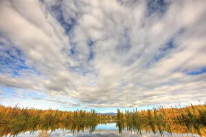 Images Dated 5th October 2008: Sky Reflected In Dragon Lake Along The North Canol Road, Yukon