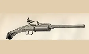 Snaphaunce Revolver Circa 1640 From The National Encyclopaedia Published By William Mackenzie London Late 19Th Century Snaphaunce Revolver Circa 1640 From The National Encyclopaedia Published By William Mackenzie London Late 19Th Century
