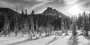 Snow On The Rugged Canadian Rocky Mountains And A Snow Covered Field, Yoho National Park; Field, British Columbia Snow On The Rugged Canadian Rocky Mountains And A Snow Covered Field, Yoho National Park; Field, British Columbia