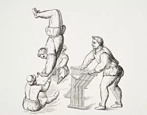 Images Dated 15th April 2006: Somersaults. 19Th Century Reproduction Of 16Th Century Woodcut In Exercises In Leaping And