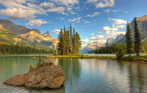 Spirit Island At Sunset, Maligne Lake, Jasper National Park, Alberta Spirit Island At Sunset, Maligne Lake, Jasper National Park, Alberta